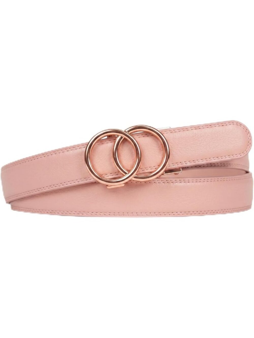 Stylish Adjustable No Hole Ratchet Belt for Women - Rose Gold Buckle, One Size